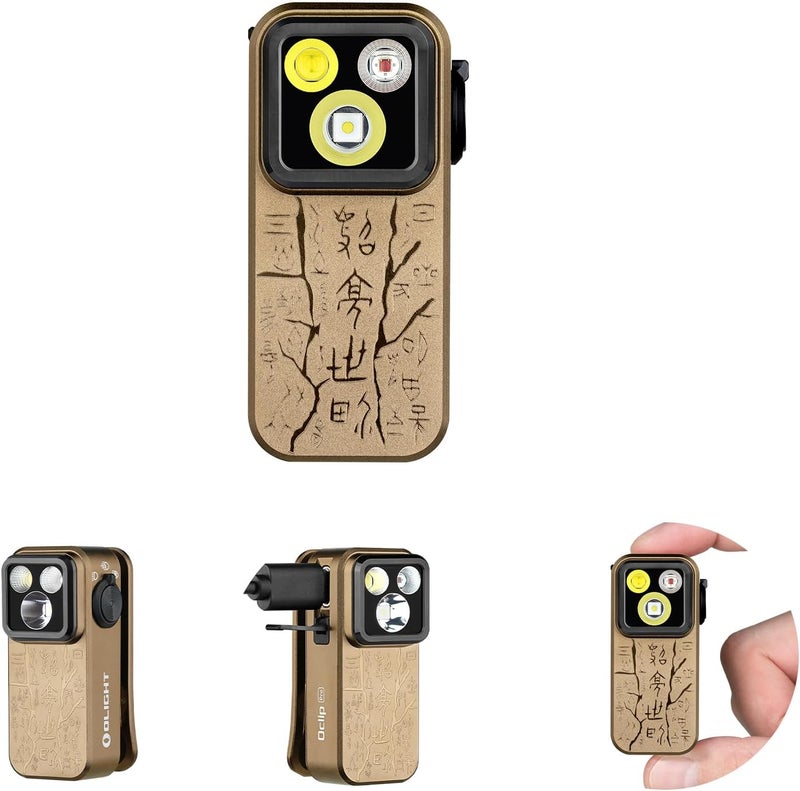 OLIGHT Oclip Pro EDC Flashlight Clip-on Light, Rechargeable 500 Lumens with Three Lighting Solutions Type-C Charging, Magnetic Flash Lights for Outdoor or Indoor Use(Ancient Script) - Image 1